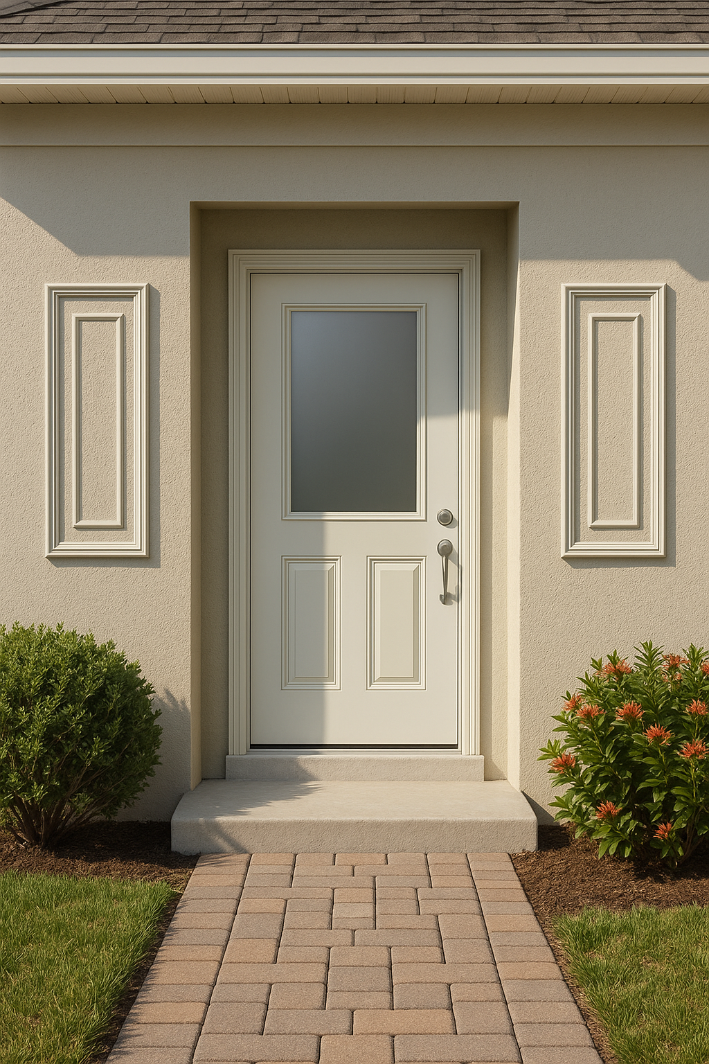 Impact Windows & Doors Tampa - Half Lite 2 Panel Flush - Satin Etch