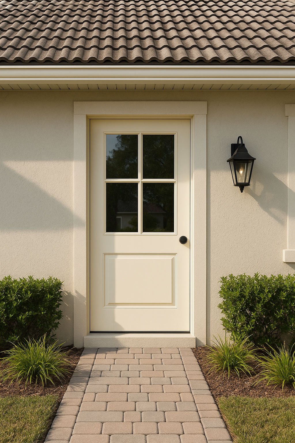 Impact Windows & Doors Tampa - ADVISAR - 3/4 Lite Flush Glazed-4 Lite Grid Door