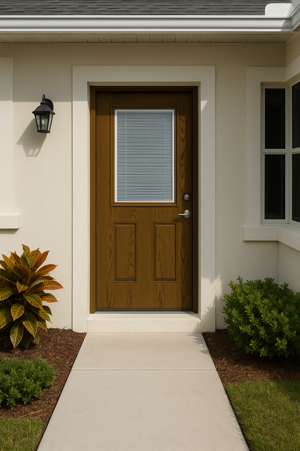Impact Windows & Doors Tampa - Half Lite Flush - Blinds Raise/Tilt No Grid