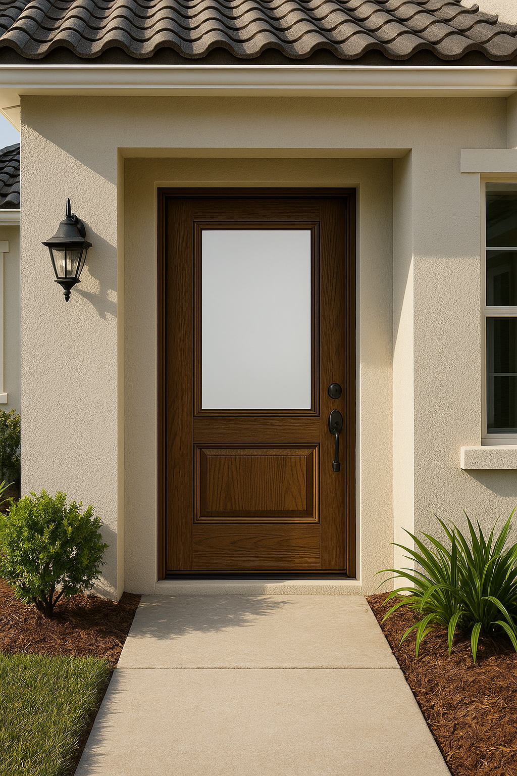 Impact Windows & Doors Tampa - 3/4 Lite 1 Panel - Satin Etch