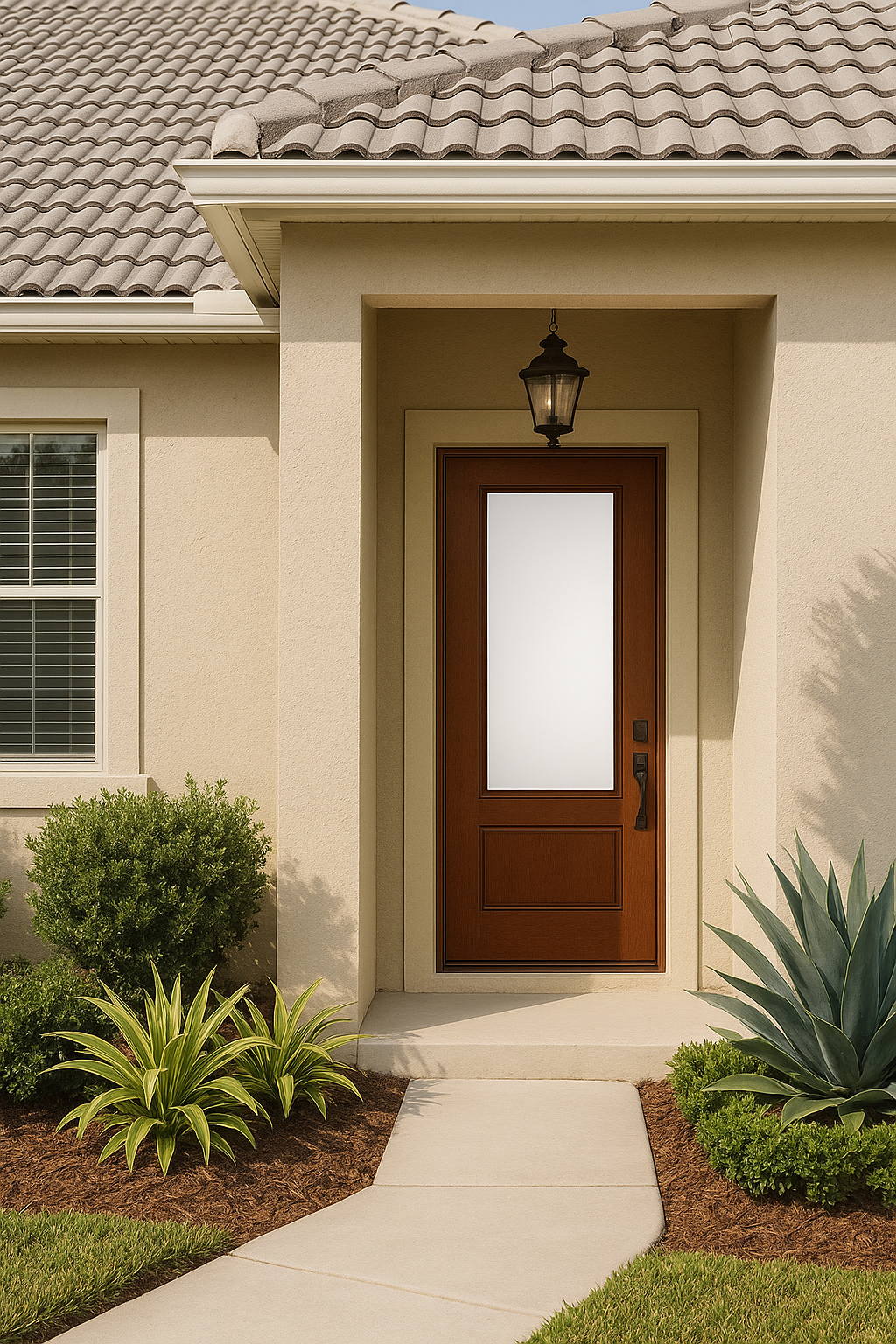 Impact Windows & Doors Tampa - Full Lite w/ Stile Lines - Satin Etch