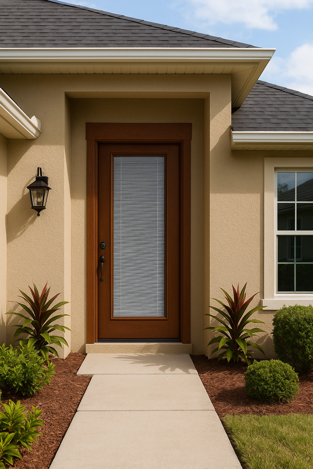 Impact Windows & Doors Tampa - 8' Full Lite W/ Stile Lines - Blinds Raise/Tilt No Grid