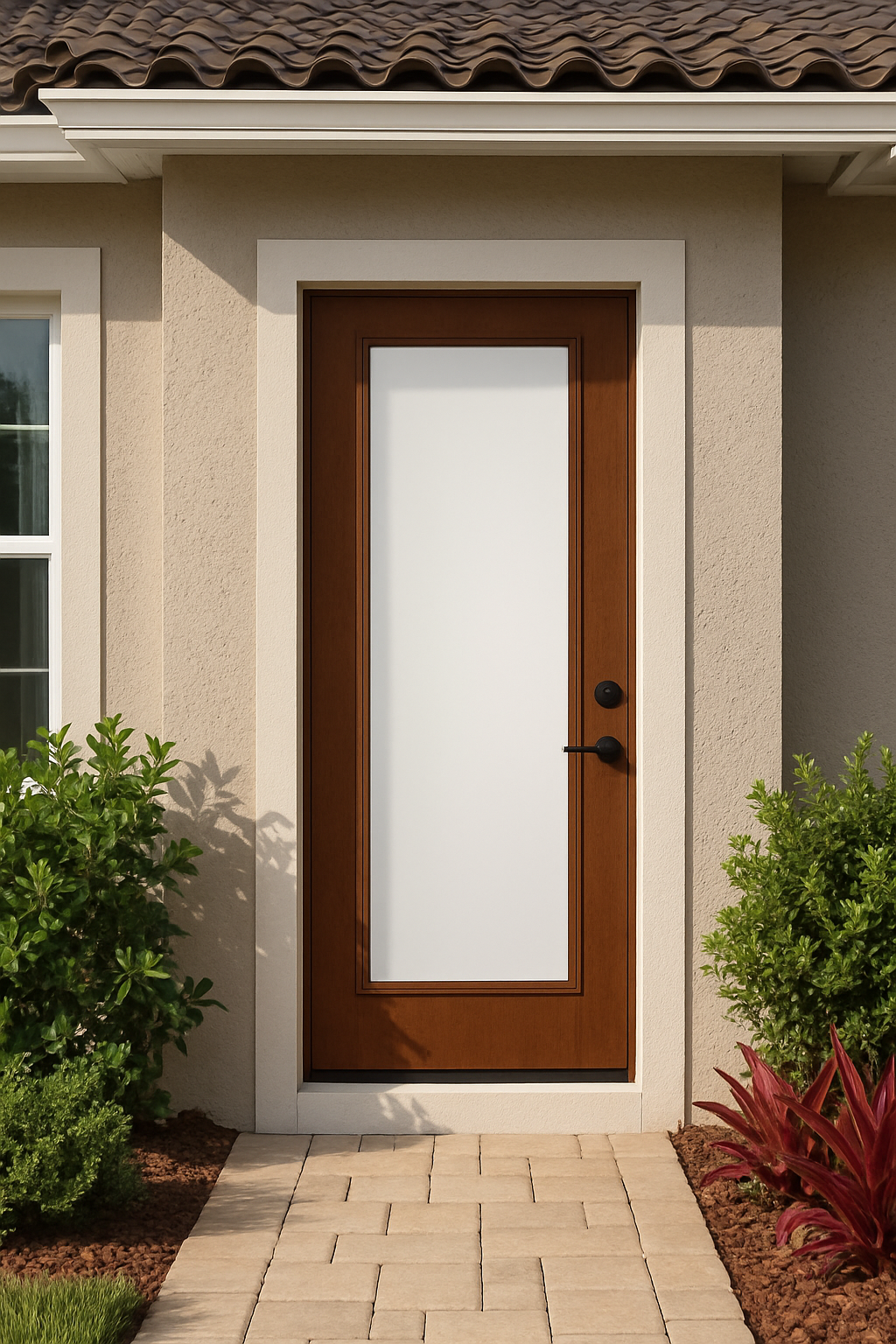 Impact Windows & Doors Tampa - 8' Full Lite Flush - Satin Etch