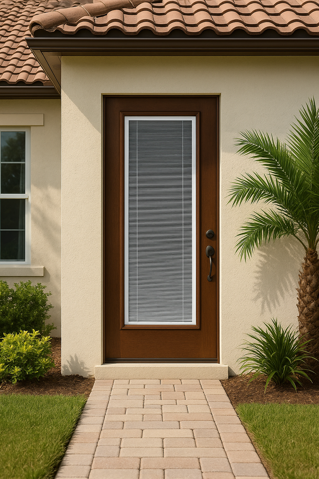 Impact Windows & Doors Tampa - 8' Full Lite Flush - Blinds Raise/Tilt No Grid