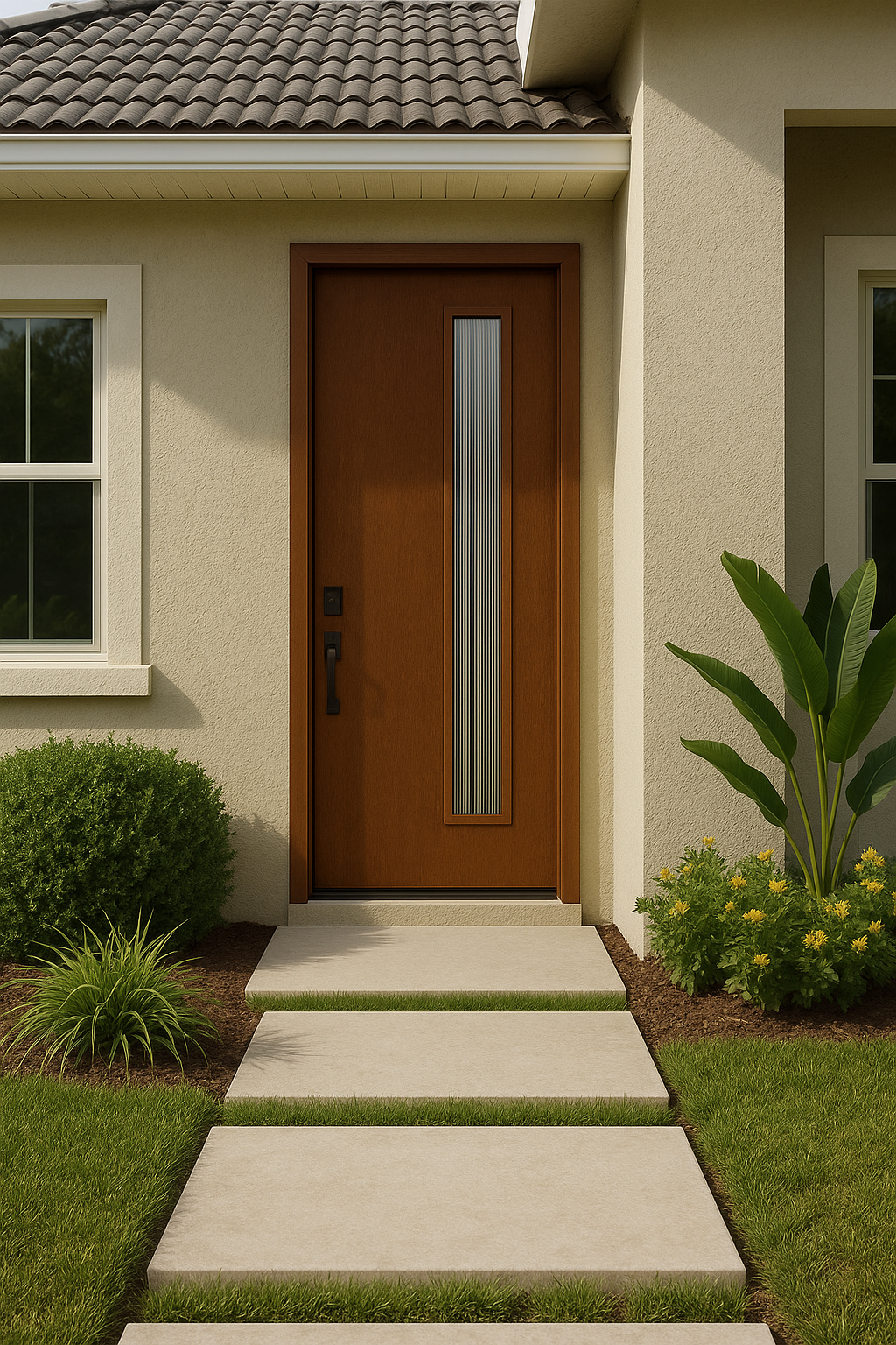 Impact Windows & Doors Tampa - Pulse 8' Linea Offset Right - Reeded