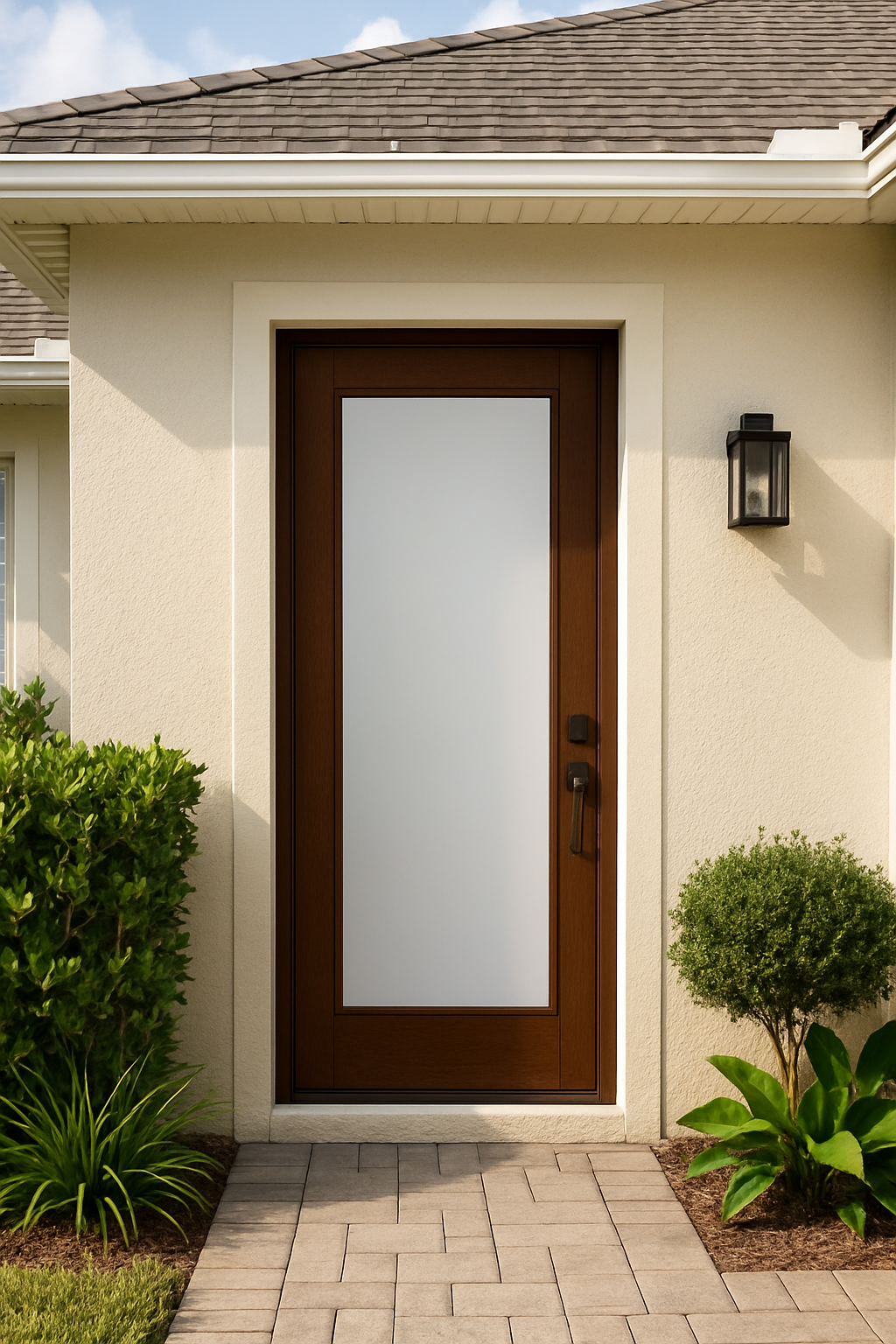 Impact Windows & Doors Tampa - 8' Full Lite W/ Stile Lines - Satin Etch