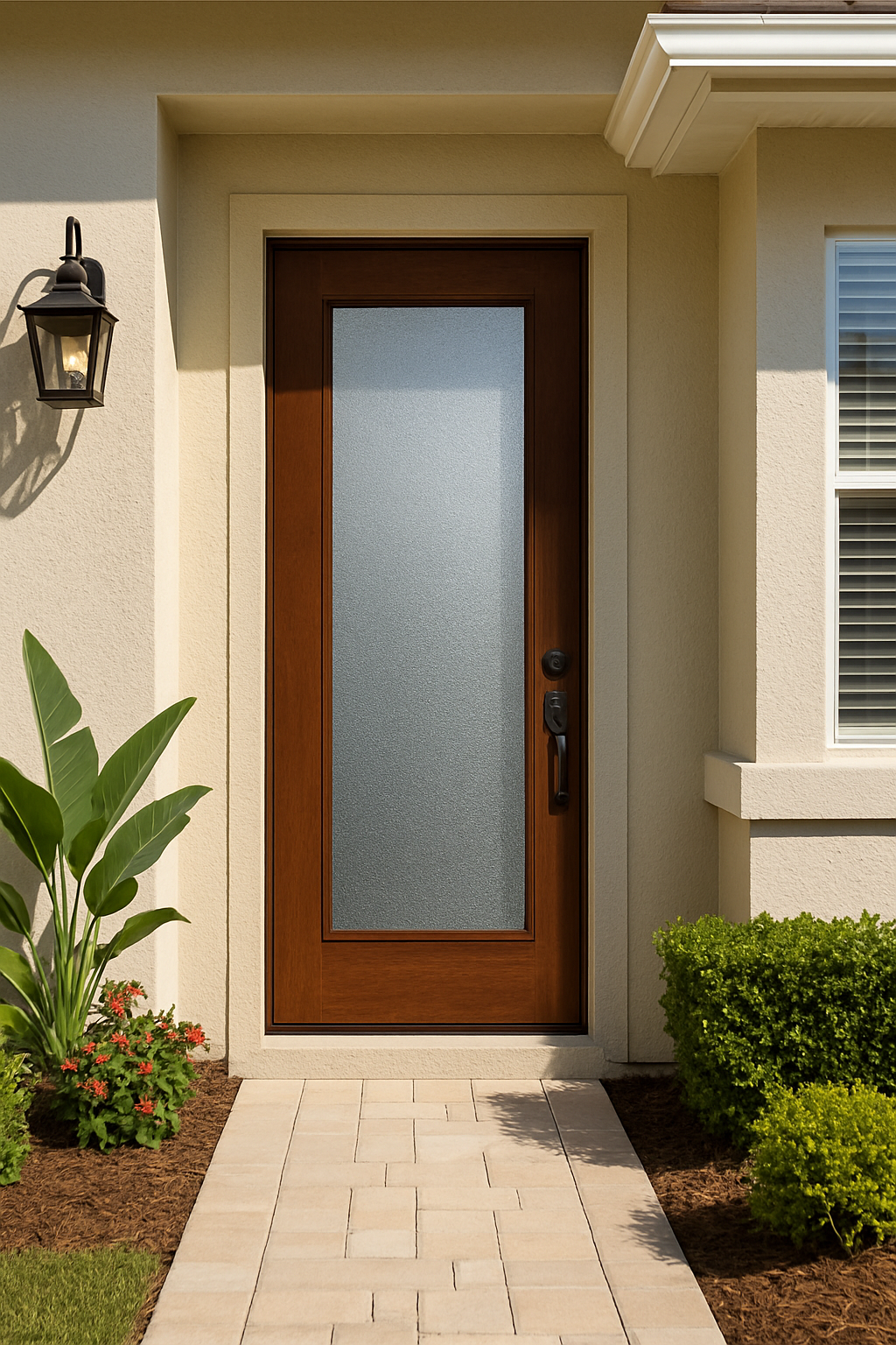 Impact Windows & Doors Tampa - 8' Full Lite W/ Stile Lines - Granite