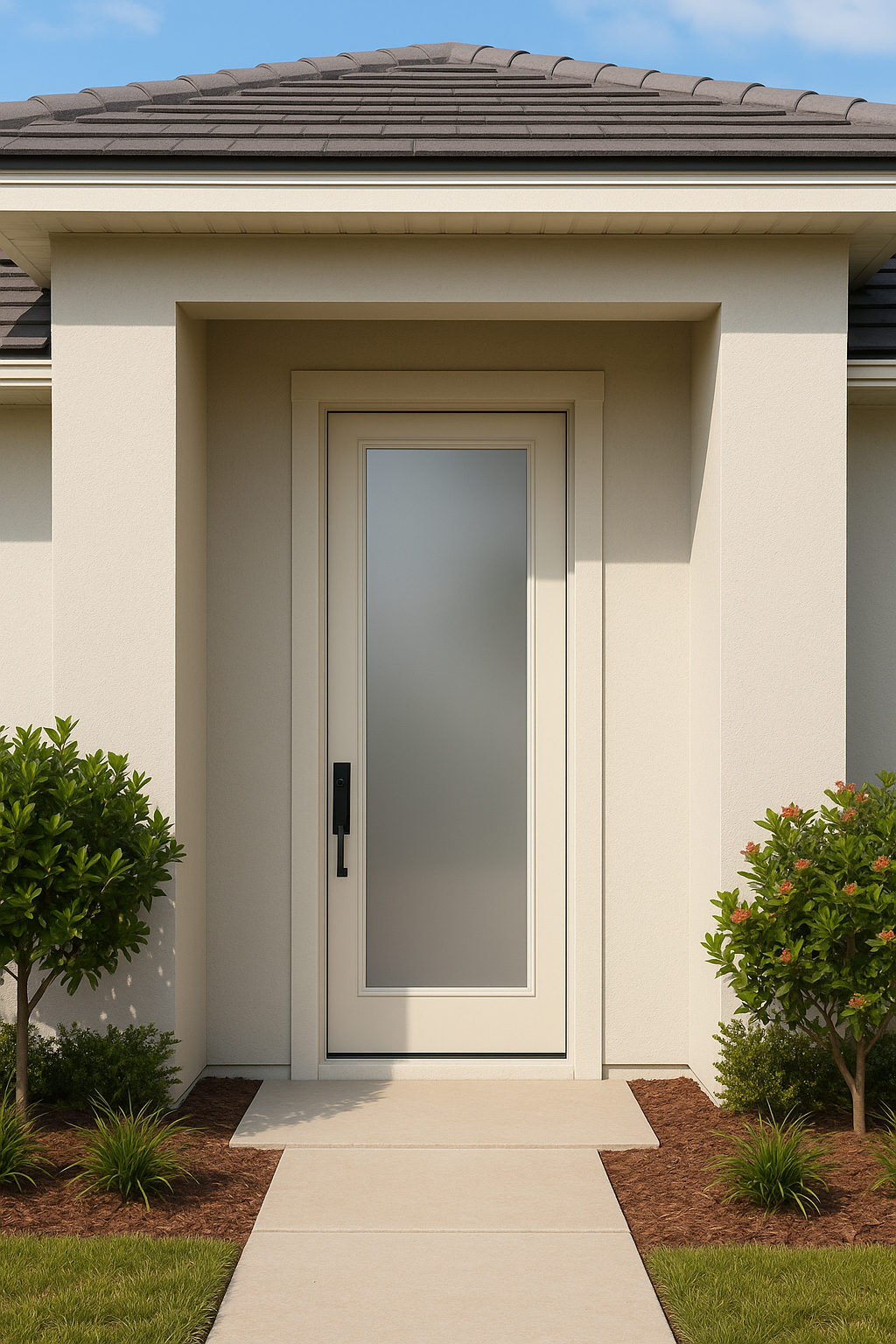 Impact Windows & Doors Tampa - 8' Full Lite W/ Stile Lines - Satin Etch