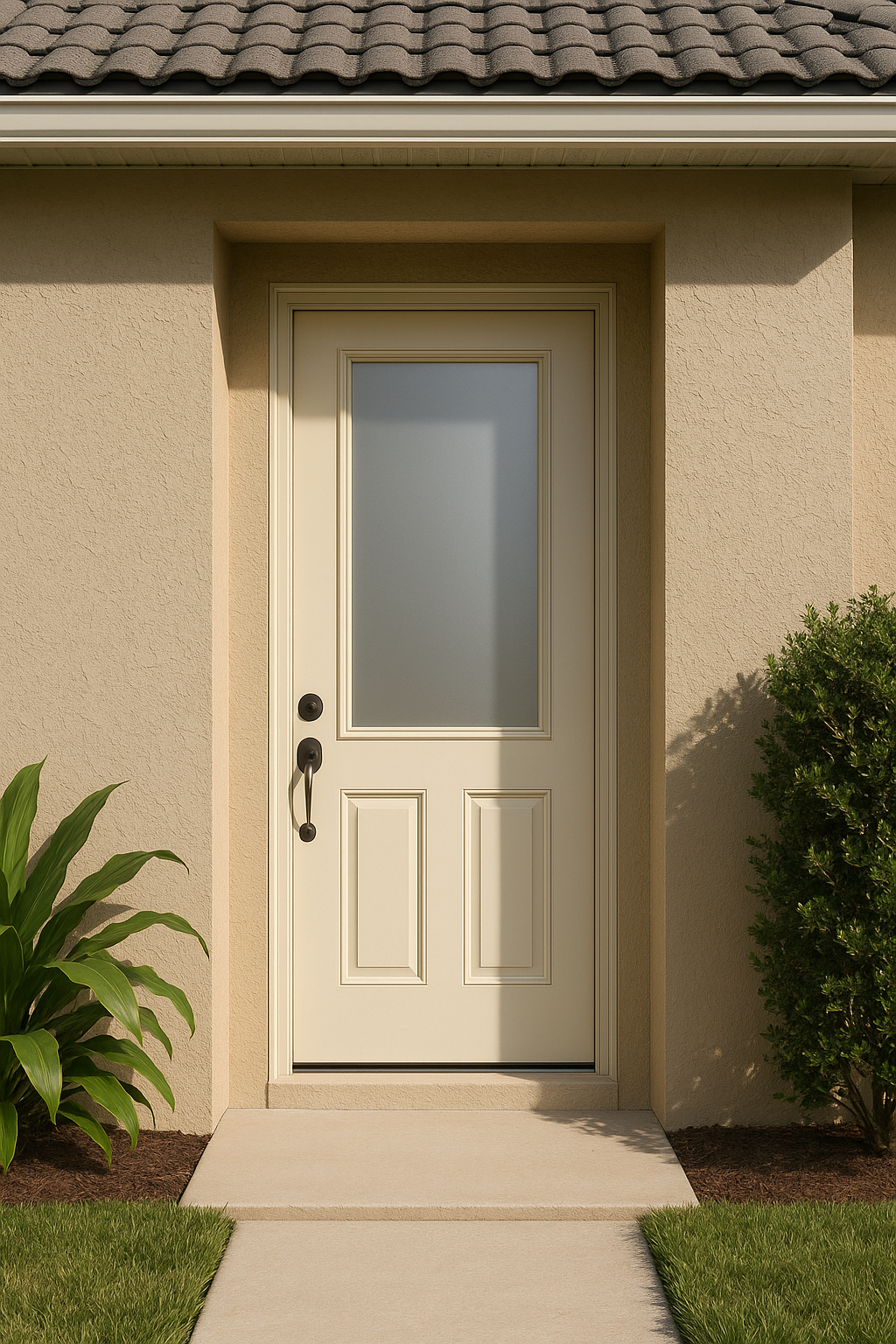 Impact Windows & Doors Tampa - 8' Half Lite 2 Panel - Satin Etch