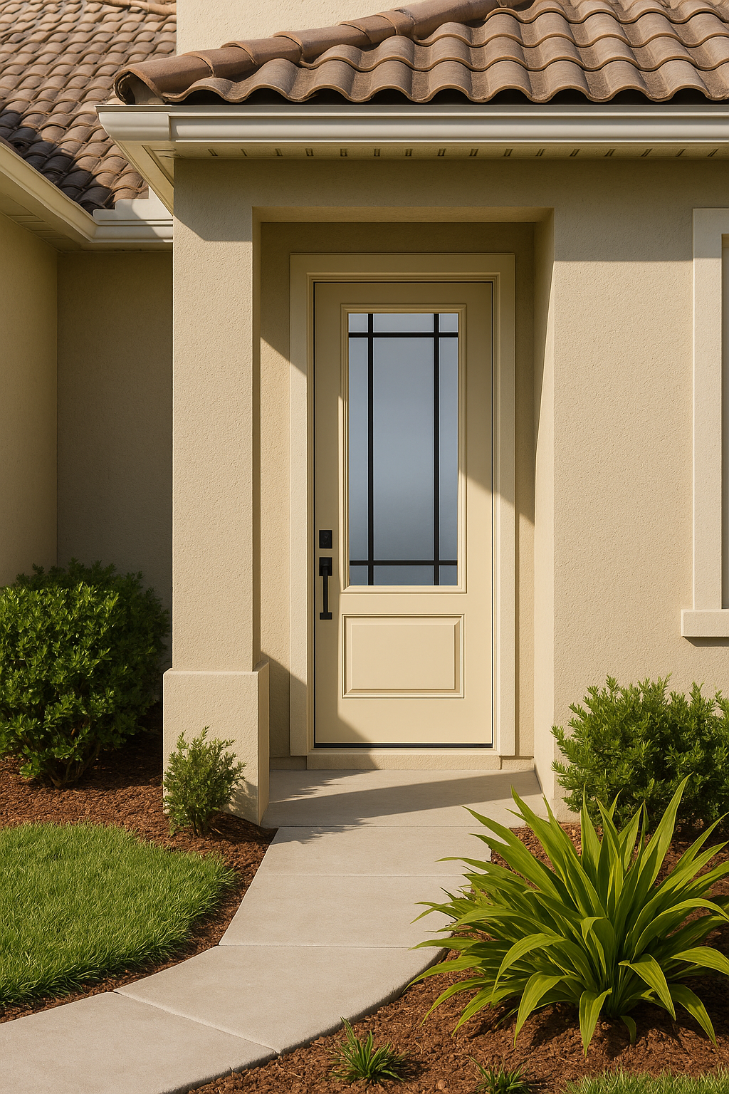 Impact Windows & Doors Tampa - 8' 3/4 Lite 1 Panel - Prairie 9 Lite Flat Bar GBG