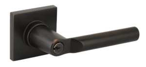 Hanover Key In Lever with Square Rosette in Oil Rubbed Bronze finish featuring modern cylindrical handle design